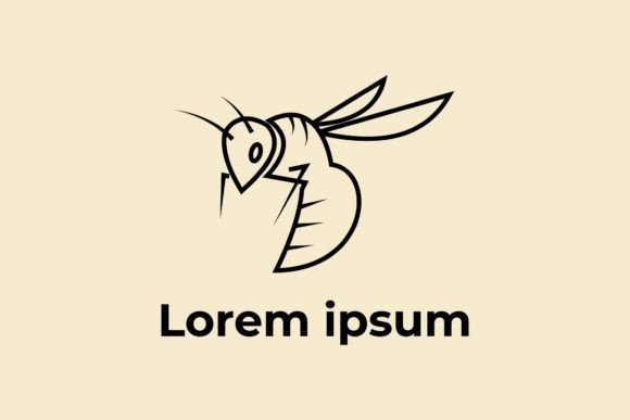 Bee Line Art Logo Icon Vector Design Review