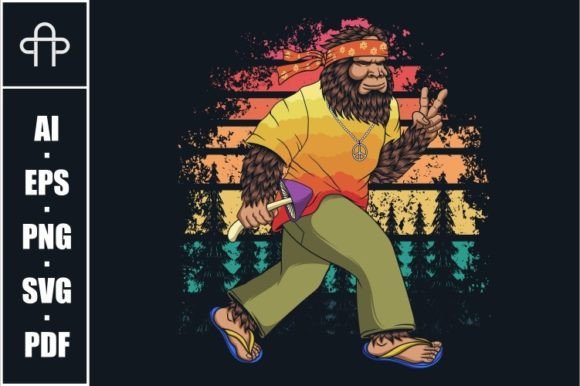 Bigfoot Hippie Walking Retro Vector Review