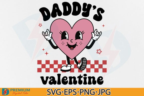 Daddy's Valentine SVG PNG, Retro Heart Review