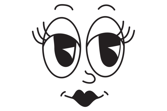 Female Toon Face. Pretty Lady in Retro C Review