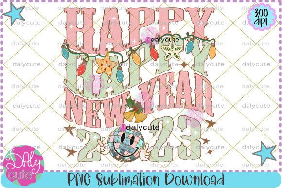 Happy New Year 2023 Groovy Retro PNG Review