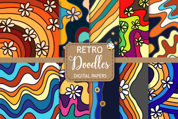 Retro Doodle Vector Digital Papers